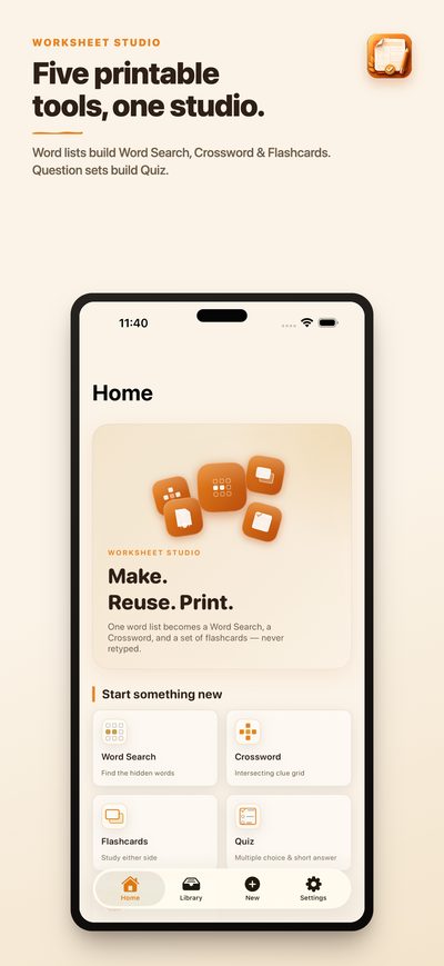 Worksheet Studio: Print Maker app screenshot 1